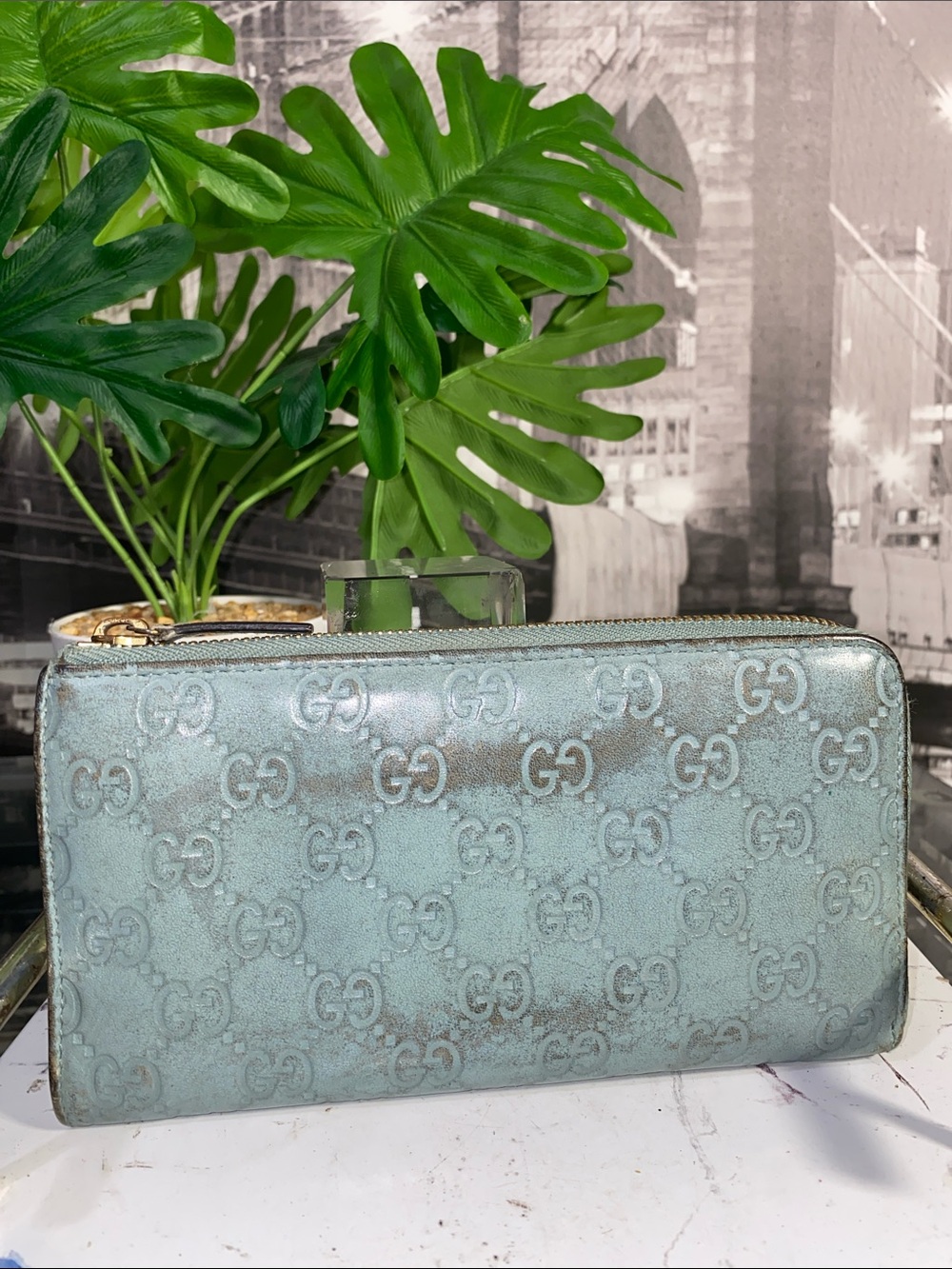 Authentic Gucci Rare Tiffany Blue Guccissima GG Monogram Leather Wallet - Picture 9 of 17